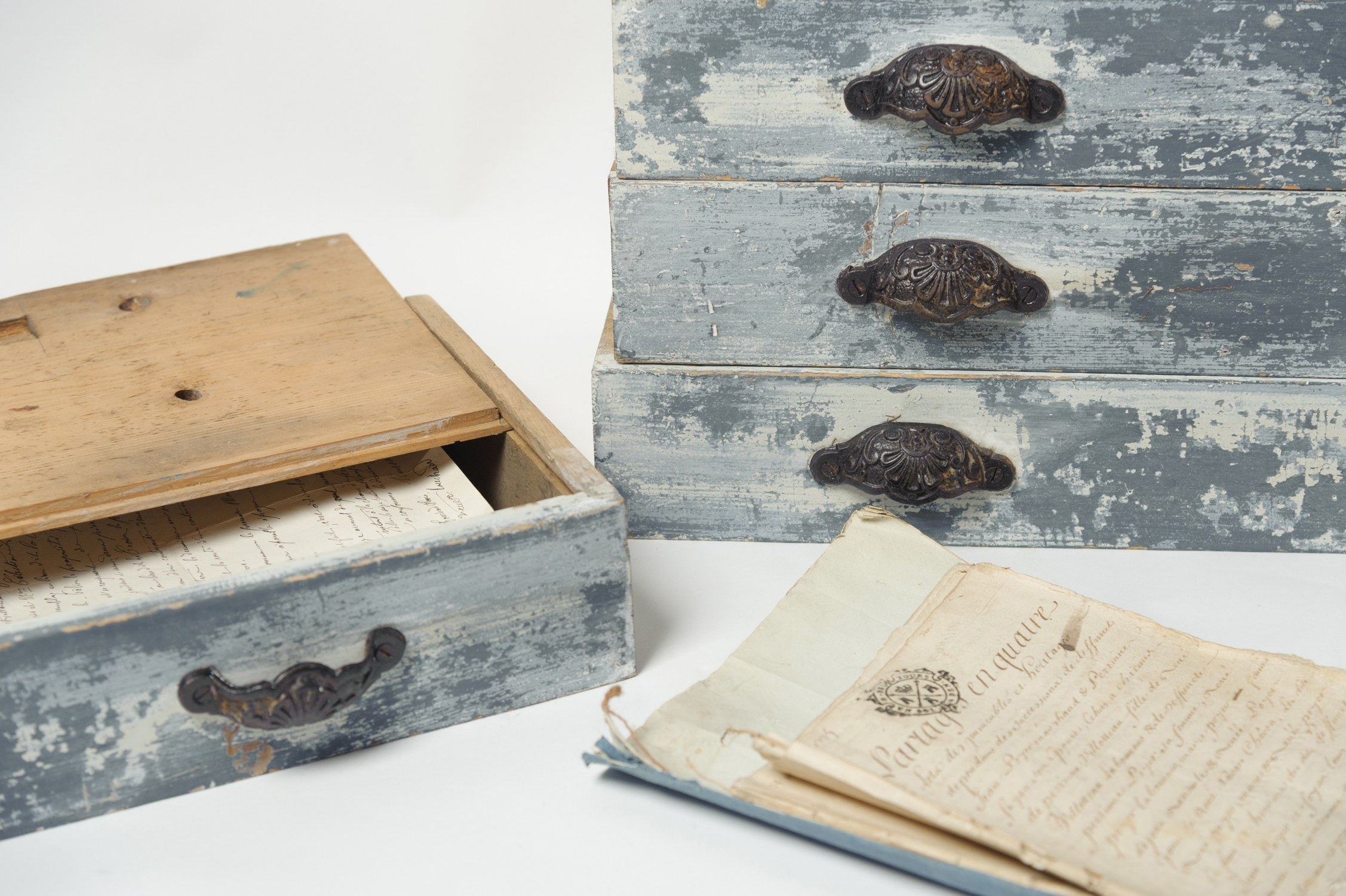 Collection of antique file boxes Nikki Page Antiques