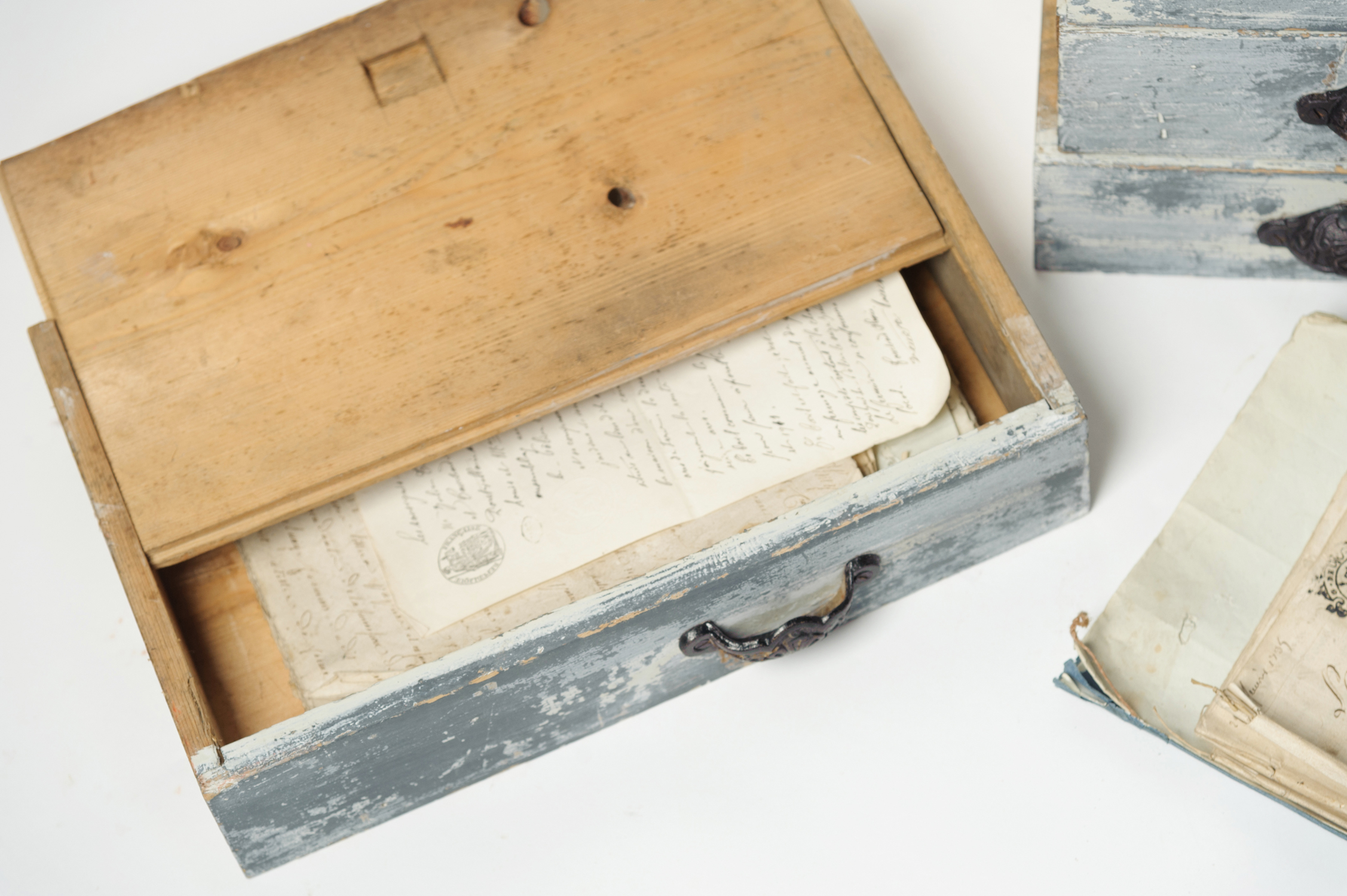 Collection of antique file boxes Nikki Page Antiques
