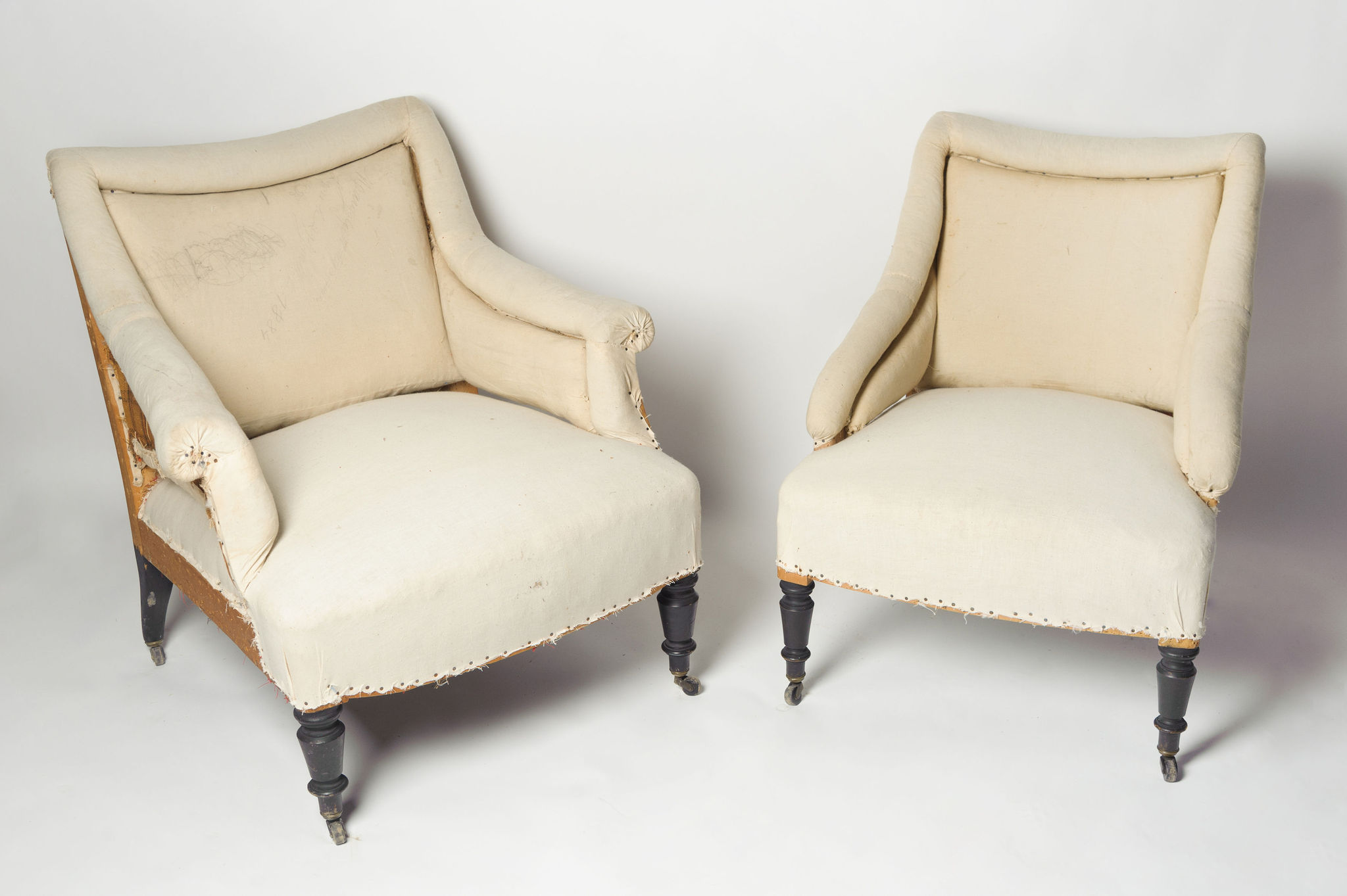 Rare pair of “His & Hers” antique French chairs Nikki Page Antiques