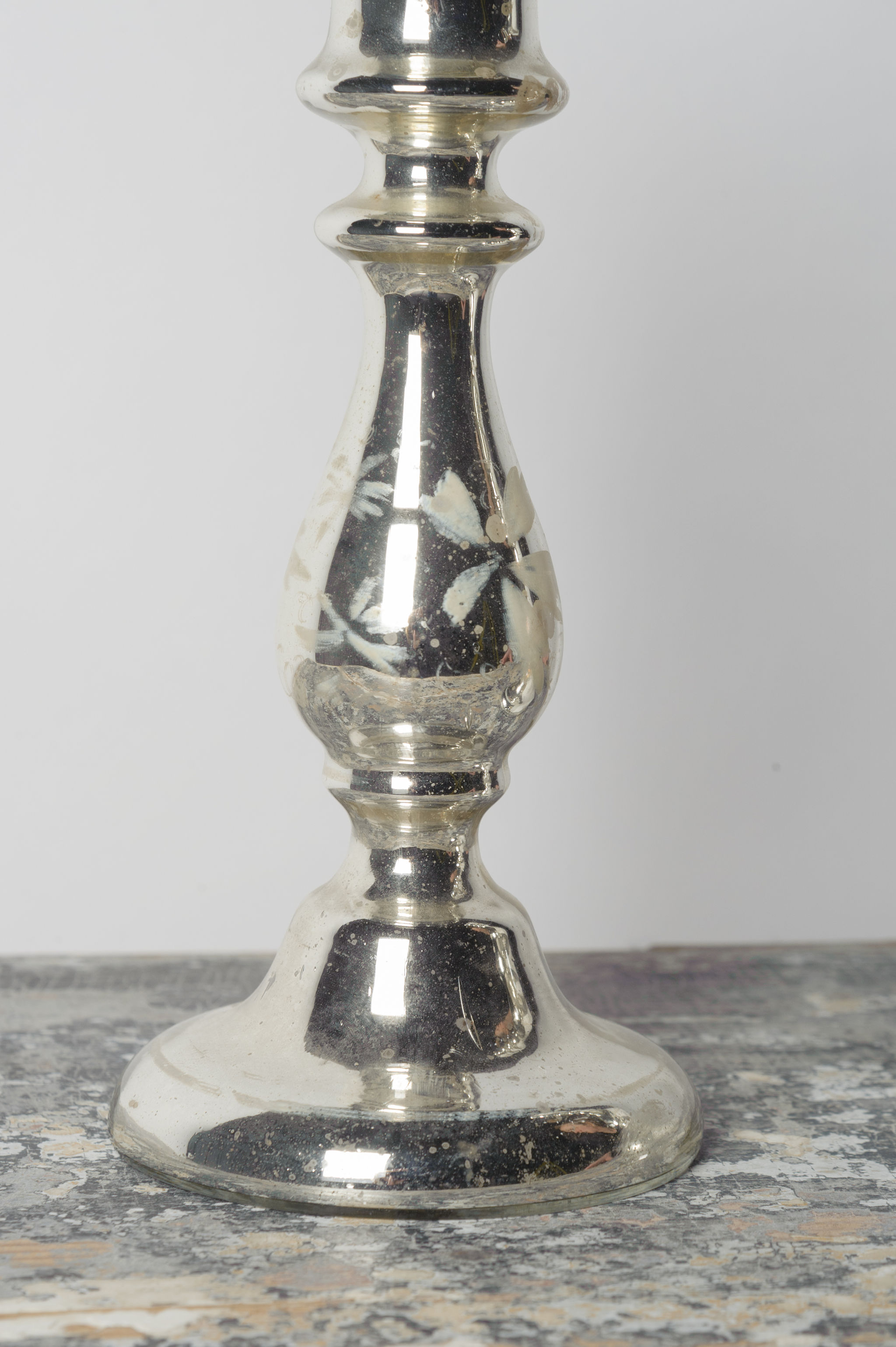 Antique French pair of mercury glass candlesticks Nikki Page Antiques